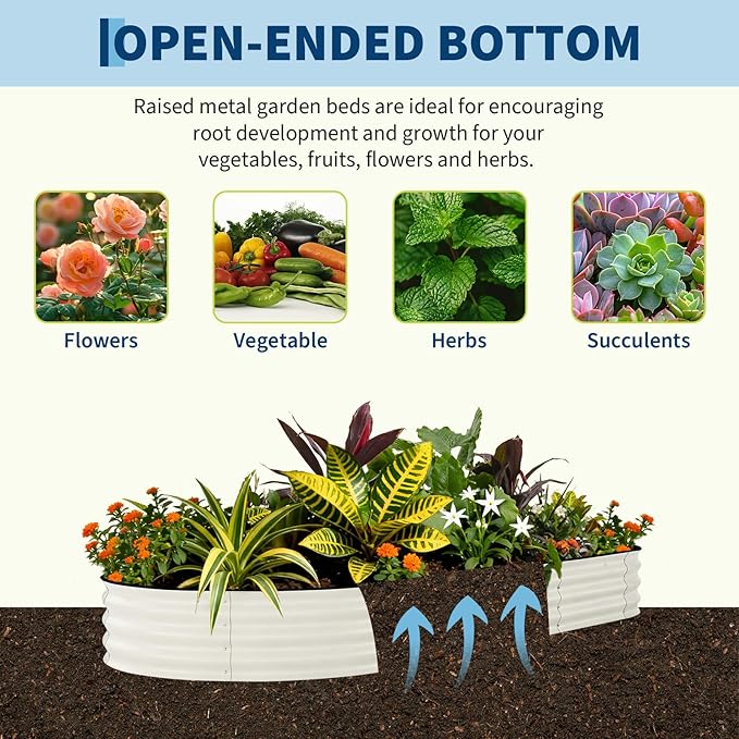 GarveeLife 2 Pcs Raised Garden Beds Outdoor 8x4x1.5 ft - Galvanized Steel Planter Box for Vegetables, Flowers, Rust-Resistant, Easy Assembly Raised Beds, Durable Planters for Outdoor Plants, Beige