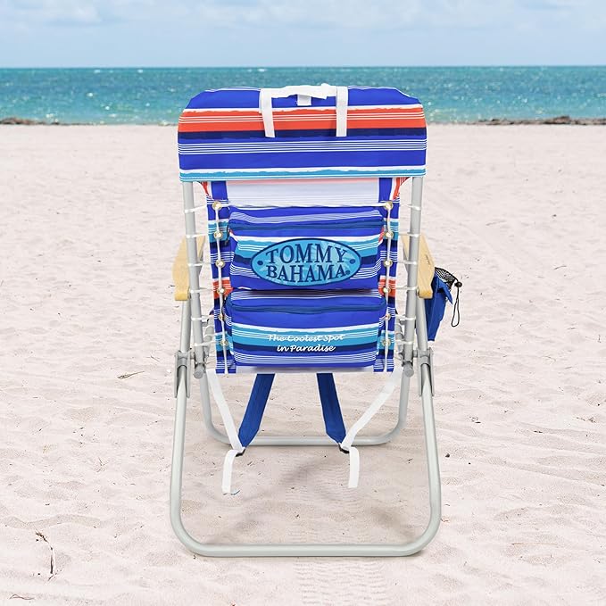 Tommy Bahama Hi-Boy 17" Seat Height 4-Position Lace-Up Suspension Folding Beach Backpack Chair