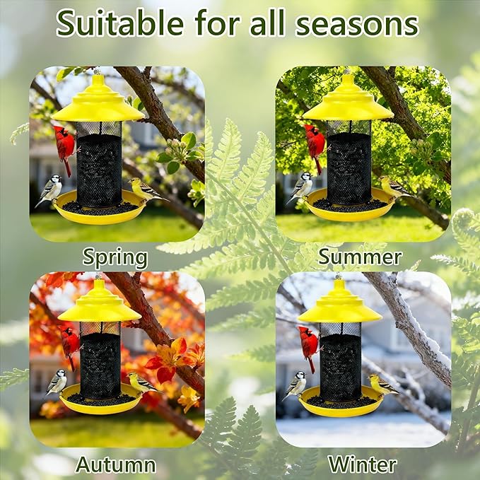 Finch Feeder for Outdoors, Metal Mesh Nyjer & Thistle Seed Feeder, Hanging Bird Feeder for Goldfinches and Small Birds, 2.5 LB Capacity, Great for Backyard Bird Lovers