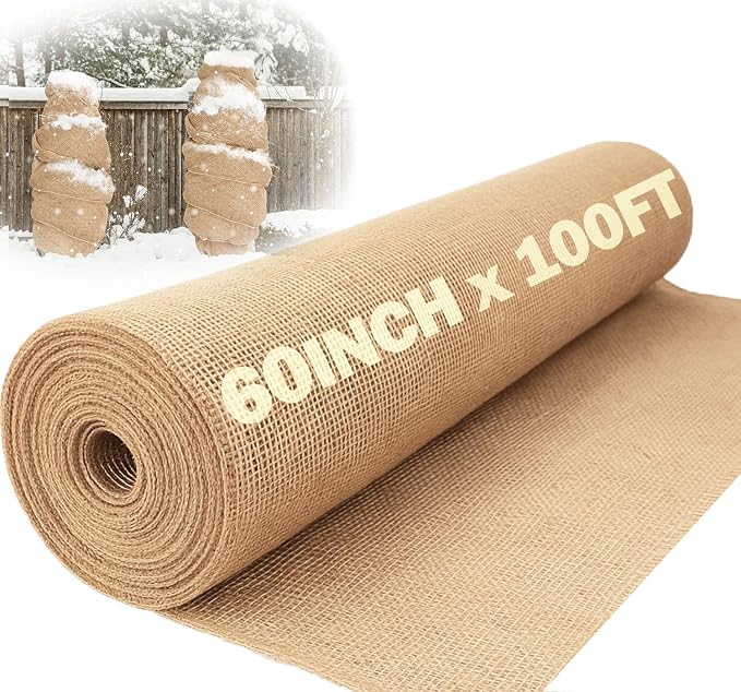 60" x 100 Feet Burlap Fabric Roll 33 Yards – Burlap Fabric by The Yard for Tree Wrap, Garden Plant Cover, Weed Barrier, Landscaping & DIY Crafts, Ideal for Outdoor Winter Protection