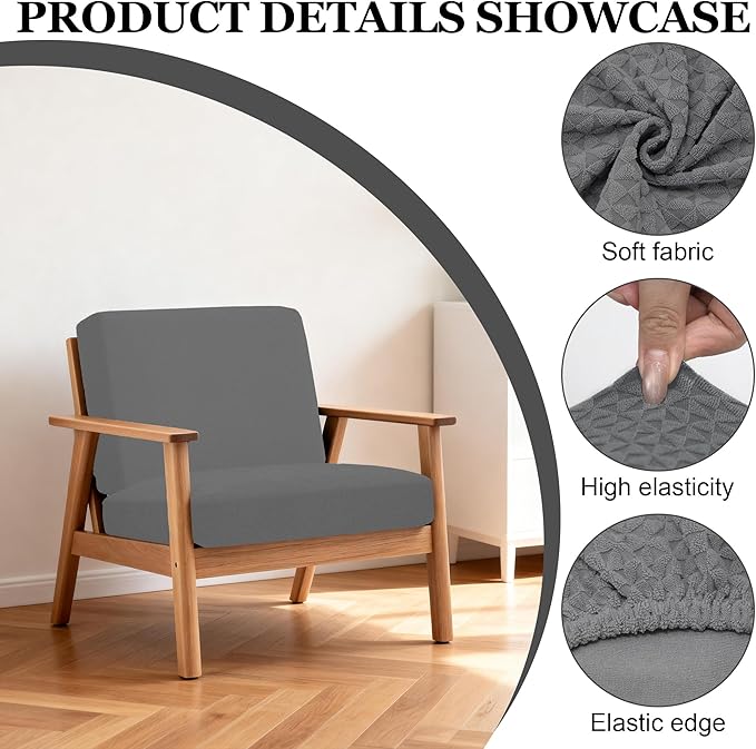 BIETYONE 4Pcs Patio Stretch Cushion Covers,Outdoor Sofa Replacement Cover Slipcovers for Patio Furniture Cushion Covers, Washable Reusable Furniture Protector