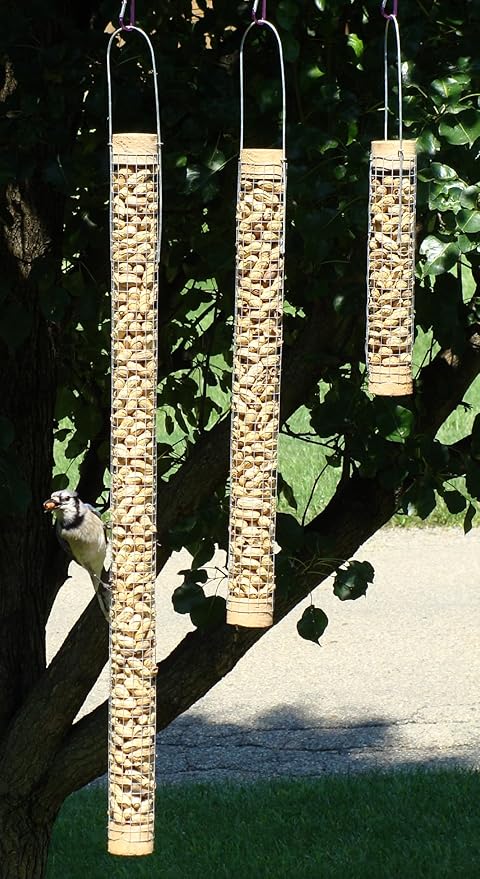 Backyard Birds Unlimited Cedar Whole in-Shell Peanut Outdoor Hanging Wild Bird Feeder Made in the USA-Small 21" Inch