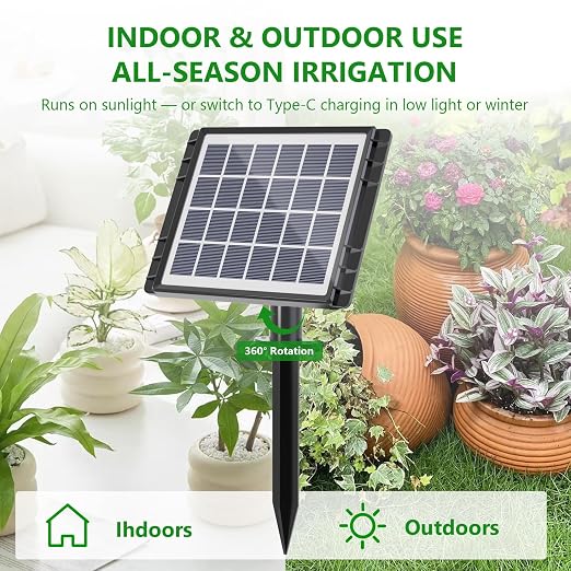 82FT Solar Drip Irrigation System, Auto Watering Kit for 30 Pots, Solar-Powered Plant Watering, 25 Timer Modes, 900ml/min Flow Indoor/Outdoor Garden, Balcony & Patio Irrigation System