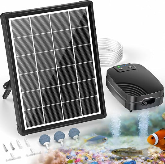 POPOSOAP 4W Solar Pond Aerator, Solar Air Pump for Pond with 2200 mAh Battery Backup, 3 Modes & Separated Solar Panel for Small Outdoor Pond Fish Tank Hydroponics P9235