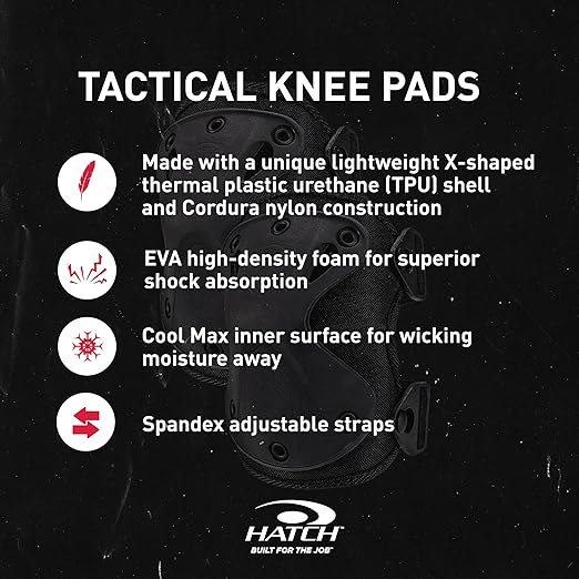 HATCH XTAK Tactical Military Knee Pads, Black, One Size Fits Most