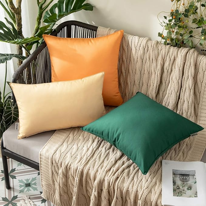 MIULEE Pack of 2 Decorative Outdoor Waterproof Pillow Covers Garden Cushion Sham Throw Pillowcase Shell for Fall Patio Tent Couch 16x16 Inch Orange Yellow