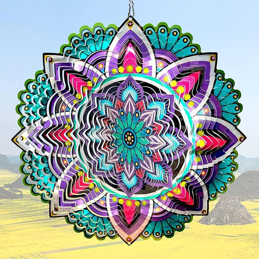 Aoedelyart Hanging Wind Spinners for Yard and Garden Mandala Purple Star,Kinetic Wind Spinners Outdoor Worth Gift Christmas Decorations,12Inch Stainless Steel Wind Spinner for Outdoor&Indoor Decor