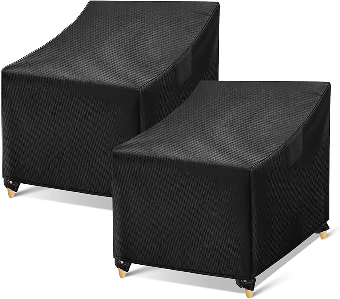 WLEAFJ Outdoor Chair Covers Waterproof, Black Lawn Patio Furniture Covers, Heavy Duty Patio Lounge Deep Seat Cover, 2 Pack - 29" W x 30" D x 36" H
