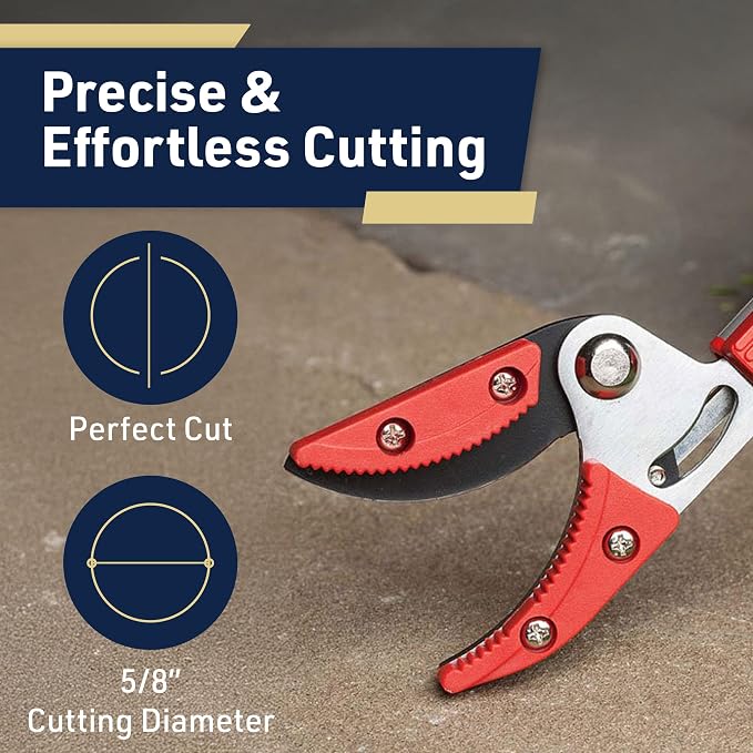 Kings County Tools 30-Inch Long-Reach Bypass Pruner | Rotating Cutter Head | Ergonomic Handle | Adjustable Grip Positions | Arborist Yard and Garden Tool | Made in Italy