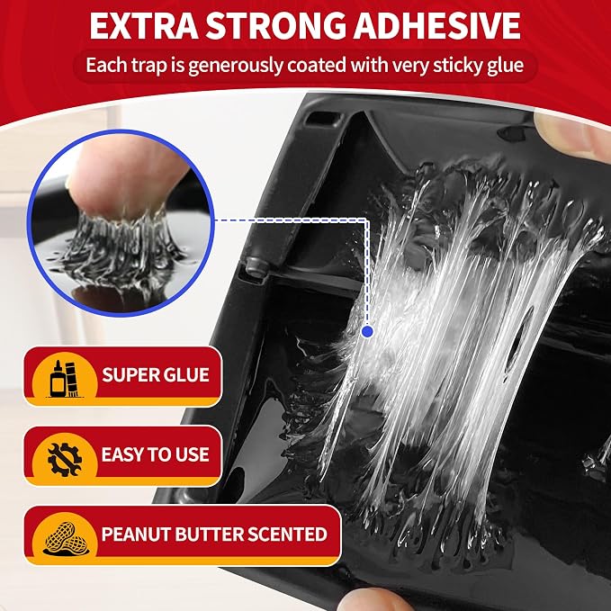 LULUCATCH Mouse Traps, 12 Pack Sticky Mouse Traps Indoor for Home, Pre-Baited Non-Toxic Bulk Glue Traps for Rats, Mice, Roach, Lizards, Pet Safe for Home & Garage, Easy to Use