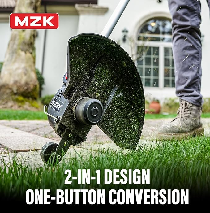 MZK 20V 12'' Cordless String Trimmer, Grass Trimmer&Edger with 8 Replacement Spools, Battery Powered Weed Trimmer with Auto Line Feed for Garden, Lawn(2 * 4AH Battery and Charger Included),ST12D07