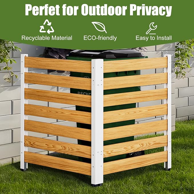 Outdoor Privacy Fence Wood Fence Privacy Screen No Dig Fence Panels Fencing for Garden Patio Pool Equipment Enclosure for Outside (Louvered-38 W x 42" H(2-Panel),White)