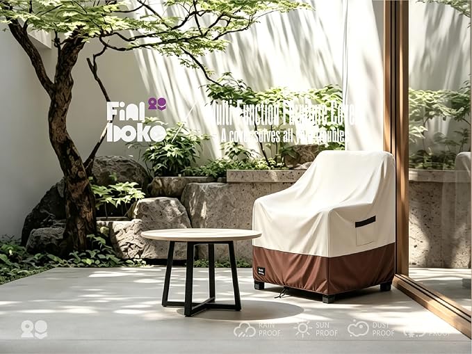 Patio Chair Covers 4 Pack,30Wx34Dx38H inches Outdoor Chair Covers,100% Waterproof Heavy Duty Outdoor Furniture Covers Waterproof,Beige&Brown Modern Style Patio Furniture Cover