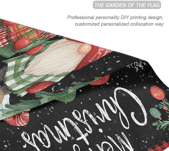Pfrewn Christmas Winter Garden Flag 12x18 Double Sided Gnome with Gifts Berry Xmas Tree Small House Yard Flags Welcome Seasonal Outdoor Indoor Banner for Xmas Holiday Yard Home Decoration