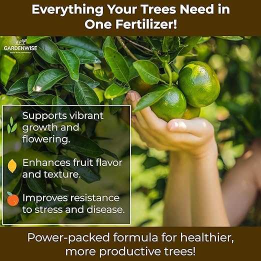 GARDENWISE Professional Citrus Fertilizer + Vital Micronutrients; Perfect Balanced NPK for All Citrus; for Indoor and Outdoor Plants; Orange, Lime, Avocado and Lemon Tree Fertilizer (5 QUARTS)