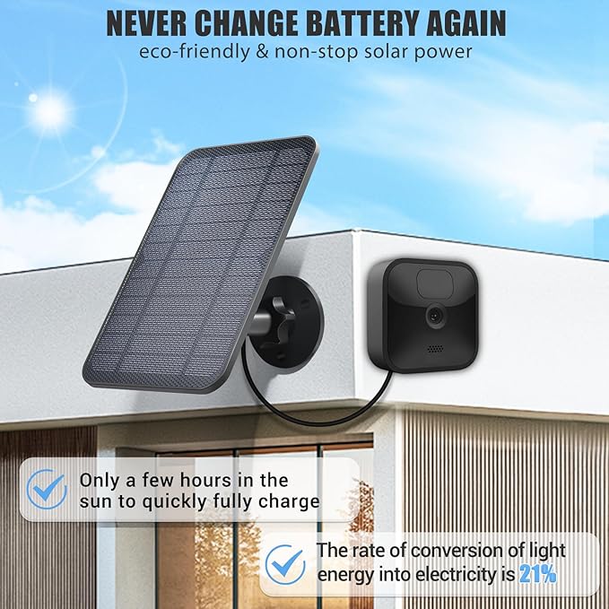 Solar Panel for Blink Camera, Solar Panel Compatible with Blink Outdoor (3rd Gen) XT XT2 Camera, IP65 Waterproof, 13.12ft Cable, Wall Mount