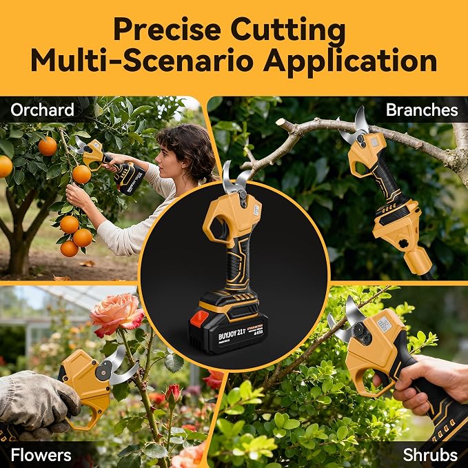 2-in-1 Pole Pruning Shears, 1.4" Cutting Diameter Cordless Electric Pole Pruners - Brushless Motor, 2x4.0Ah Batteries, Extra SK5 Blade, 4 Modes Adjustable Branch Cutter for Garden & Flower (Blue)