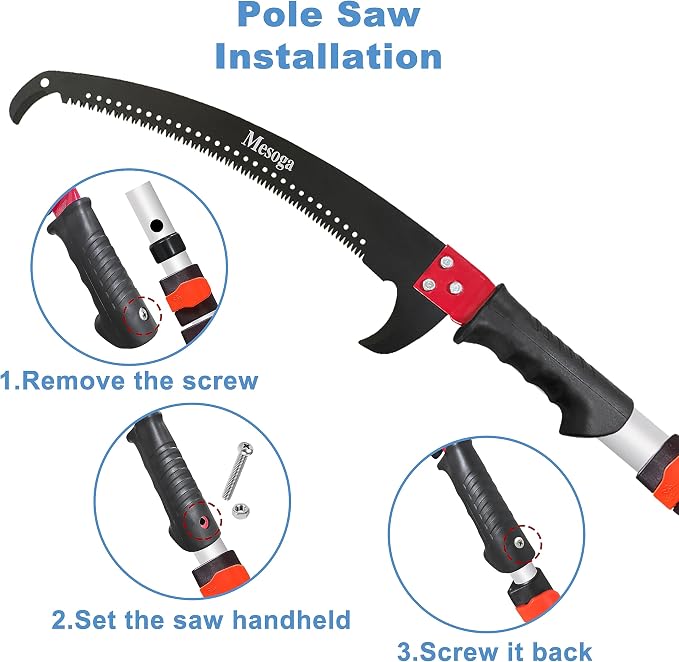 5-13FT Telescoping Pole Saw with 17-Inch Steel Blade & Case | Extendable Tree Trimmer, Cuts High Limbs, Palms, Vines, No Ladder Needed, Safe Operation