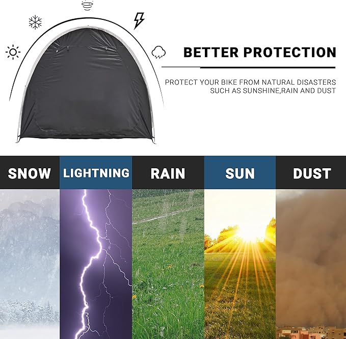 Himiway Bike Storage Shed Tent with Double Doors for 2 Bikes PU4000 Silver Coated Waterproof Anti-Dust 210D Oxford Fabric Portable Foldable Outdoor Bicycle Cover Shelter Carry Bag for Home Garden