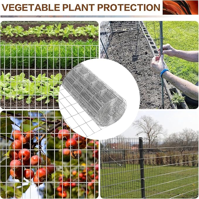 Tongmo 4 ft x 50 ft Galvanized Welded Chicken Wire Fence, 16GA Garden Chicken Wire Fence Roll, Mesh Size 2" x 4"Hardware Cloth, Ideal for Yard Protection and Poultry Netting