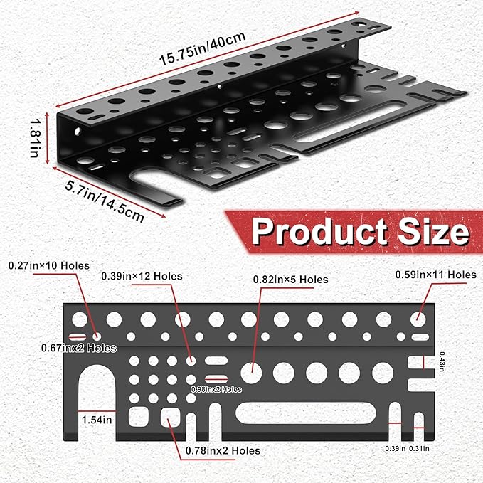 Large Power Tool Organizer Wall Mount with Charging Station, Metal Screwdriver Organizer, Wall Mount Plier Organizer Hammer Holder