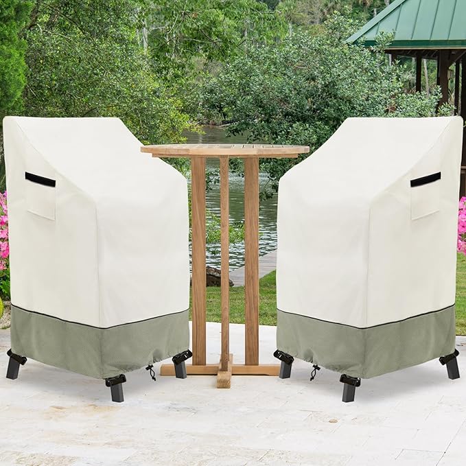 Adirondack Chair Cover 2 Pack, Heavy Duty Waterproof Outdoor Patio Chair Cover (30 W x 32 D x 46 H inches) Beige