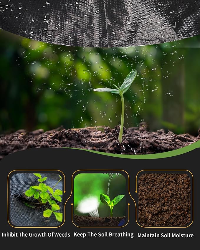 Pterying 6ftx300ft Weed Barrier Landscape Fabric Heavy Duty, Premium 2.4OZ Garden Geotextile Fabric, Outdoor Weed Blocker Fabric, for Driveway Mats, Erosion Control, Ground Cover Weed Barrier