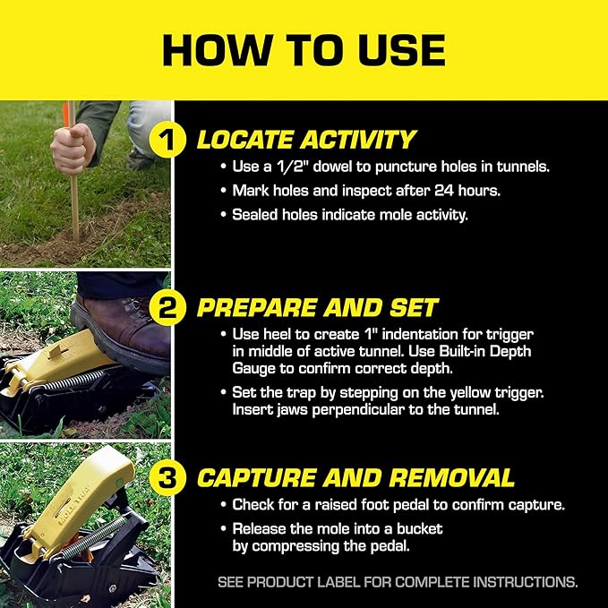 Tomcat Mole Trap, Innovative and Effective Mole Remover Trap Kills Without Drawing Blood, Reusable and Hands-Free, 2 Traps