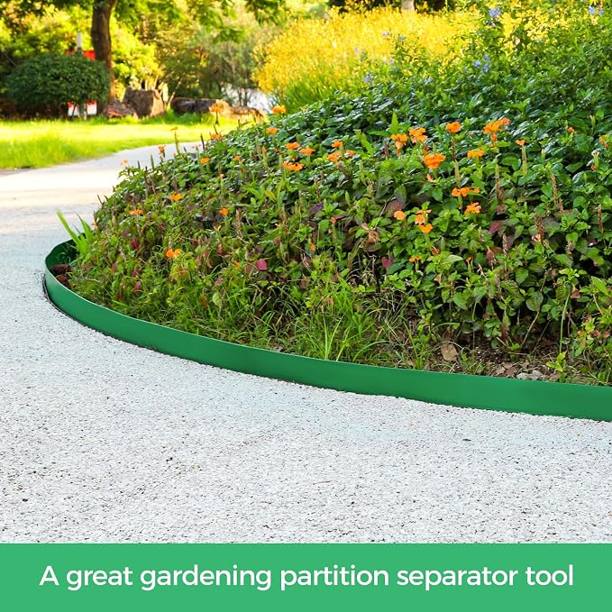 3-Inch x 100 FT Landscape Edging Border Kit with 150 Stakes, Plastic Garden Edging Border, Flexible No Dig Lawn Edging Border for Garden Flower Beds Yard Pathway Paver (Green)