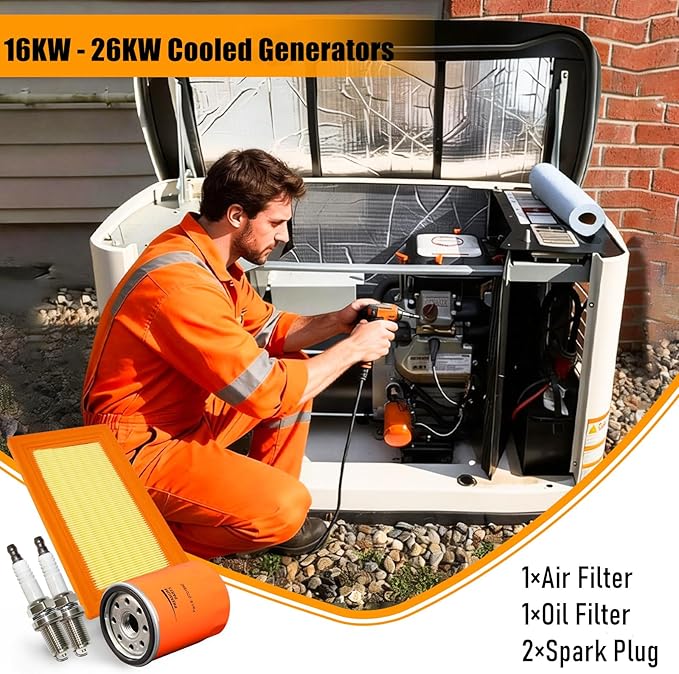 6485 Maintenance Kit Air Filter 0J8478S Oil Filter 070185E Replacement for Ge-nerac 20kW 22kW Standby Generators 999cc Engine