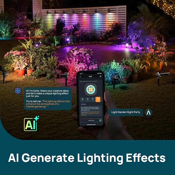 Linkind Smart SL6C Outdoor Lights Solar Powered, Dual-Ring Solar & USB Charging Solar Spotlights Outdoor Waterproof IP66, Color Changing Spot Light for Trees, Yard, Garden, Landscape, 4 Pack
