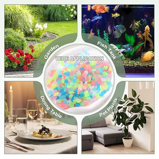 Glow in the Dark Stones, Luminous Pebbles Stones Glowing Rocks Decorative Light Up Pebbles 3000 Pcs & Light Purple -Fitting for (Fish Tank/Outdoor Garden Decor/Yard/Walkway)