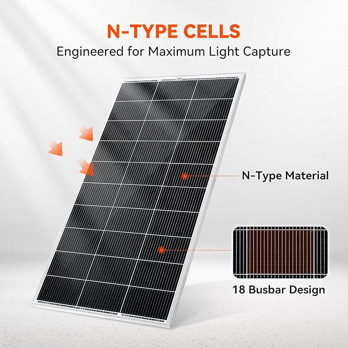 RICH SOLAR 300 Watt 12 Volt 18BB Cell Monocrystalline Solar Panel 2 Pack of 150W N-Type Cells High Efficiency Solar Module for RV Marine Boat Off Grid (150W 2-Pack)