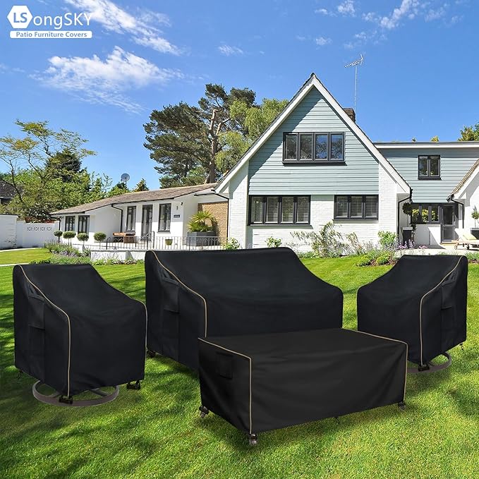Outdoor Swivel Lounge Chair Cover 2 Pack,Waterproof Heavy Duty Patio Chair Covers,Patio Rocking Chair Covers for Outdoor Furniture,(30 W x 34 D x 38.5 H inches),Black