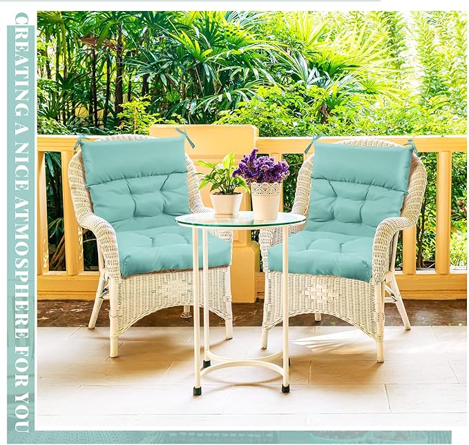 Sintuff 4 Pcs 44 x 21 x 4 Patio Chair Cushions Outdoor Chair Cushion Seat/Back Tufted Pillow with Ties Water Resistant Replacement Indoor Patio Furniture Outdoor Furniture (Solid Color,Light Green)