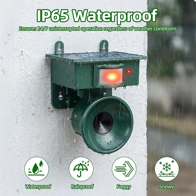 Upgraded Solar Ultrasonic Bird Repellent Devices Outdoor Bird Deterrents for Outside Patio Garden Pigeon Repellent for Balcony Keep Crows Sparrows Starlings Out of Fruit Trees,Swimming Pool,Roof