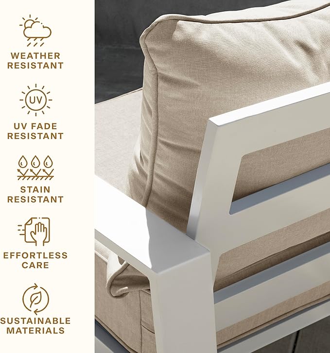Honeycomb Outdoor Heritage Deep Seat, 24 x 23, Stripe Taupe Chair Cushion with Removable Cover, for Patio Furniture