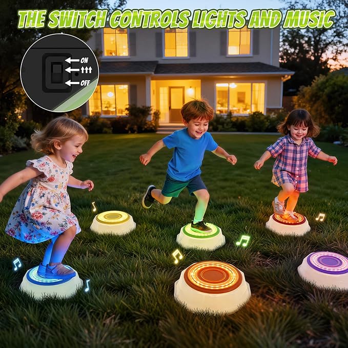 Light Up Stepping Stones for Toddlers 3-5 - 6 PCS Non-Slip Musical Stackable Step Stones, Toddler Obstacle Course Sensory Toys, Indoor Outdoor Jumping Play 1-3 Years Old Boys Girls Birthday Gifts