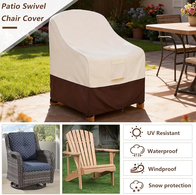 Outdoor Recliner Chair Covers 4 Pack,Patio Swivel Chair Covers,600D Heavy Duty Waterproof Patio Rocking Chairs Cover,Outdoor Furniture Covers for All Weather Protection.32 W x 35" D x 36" H