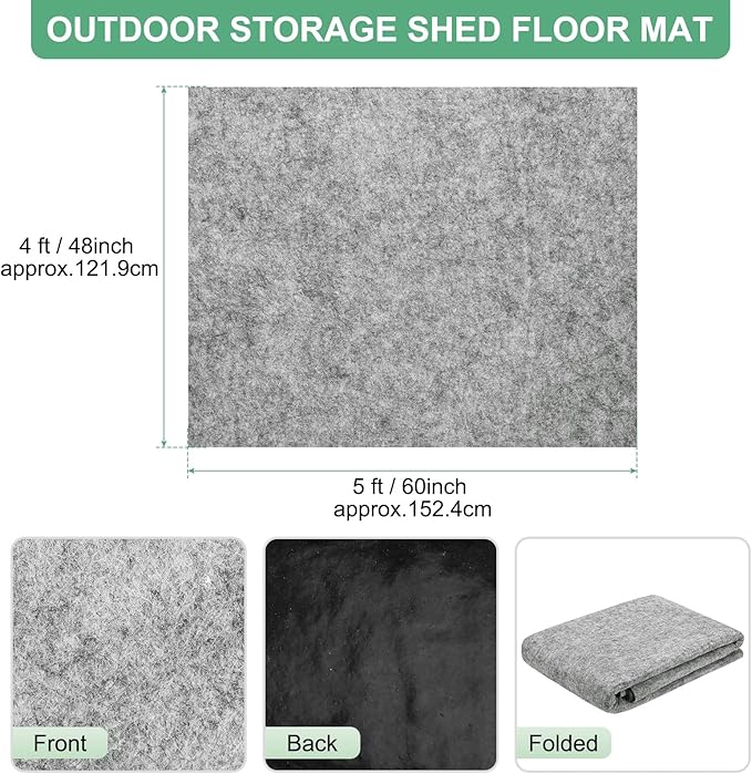M METERXITY Outdoor Storage Shed Mat, 4x5 FT Waterproof Small Shed Flooring Mat for Patio Furniture Floor Protecting from Wear/Liquid/Dust/Oil, Non-Slip Carport Pad [Grey White]