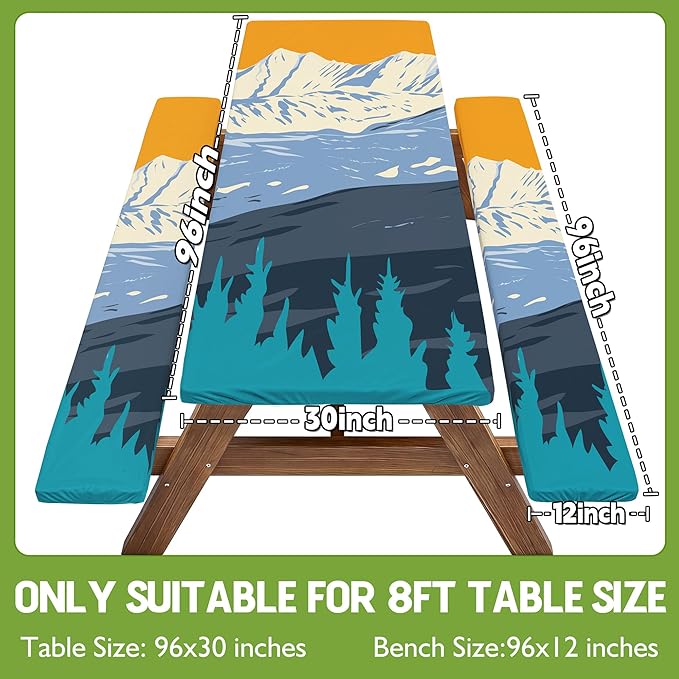 Picnic Table Cover with Bench Covers Elastic Table Cloth Cool Fun Unique Ideas Birthday Party Christmas Xmas Father Valentine's Day Camping Gift for Camper RV Owner Camping Lovers Couple Men Adult Dad