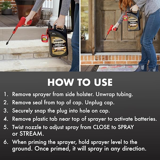 Spectracide Terminate Termite And Carpenter Ant Killer 1.33 Gallons, Includes AccuShot Sprayer, Light Yellow/Water White