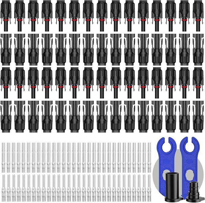 30 Pairs Solar Connector (10AWG), 60Pcs Solar Panel Cable Connectors Adapter Male/Female IP68 1000V 30A 10AWG 12AWG 14AWG Waterproof Dustproof Connector with 2 Spanners (30 Pairs Solar Connectors)
