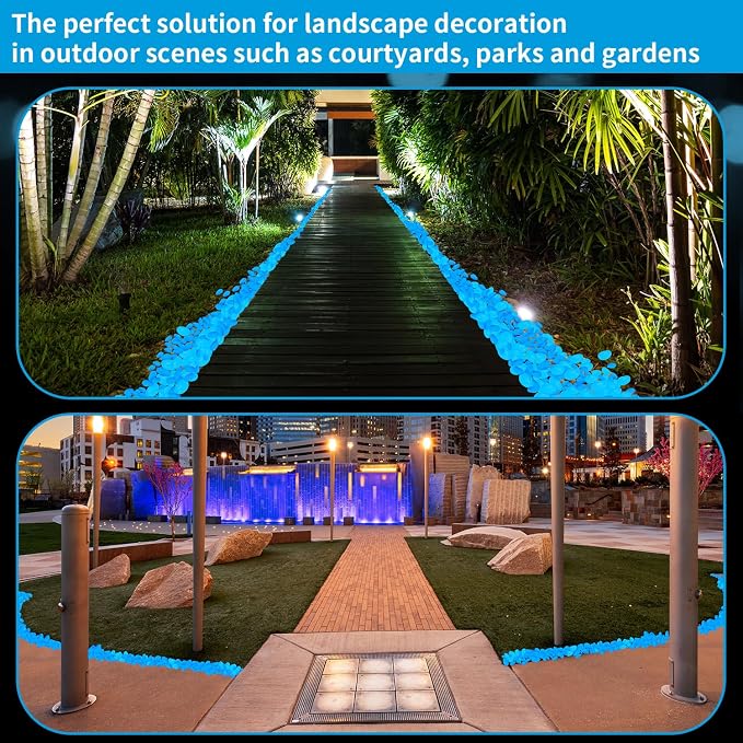 Landical 300 Pcs 1.8 Inch Large Glow in The Dark Rocks Glow in The Dark Pebbles Outdoor Bule Fish Tank Rock Aquarium Gravel Luminous Stone for Landscaping Walkway Succulent Plant Decor, 4700g/10.36lbs