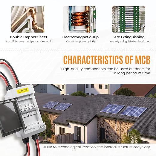 Solar Panels Disconnect Switch 16A 1000VDC PV Shut Off Switch 2 String Circuit Breaker Box IP66 Waterproof UV-Proof