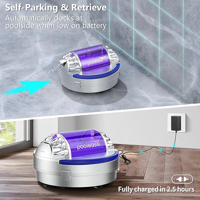 X1 Cordless Robotic Pool Vacuum, Automatic Pool Cleaner with 45W Dual-Motor, Ideal for Inground Above-Ground Flat Pool, 2L Debris Capacity, 90Mins Runtime
