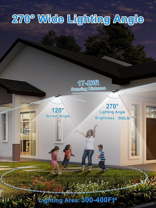 LANSOW Solar Motion Lights Outdoor 6 Pack, 188 LED/3 Modes, Motion Sensor Outdoor Lights, IP65 Waterproof 270° Lighting, Solar Powered Security Flood Lighting for Wall Patio Garage Fence(White)