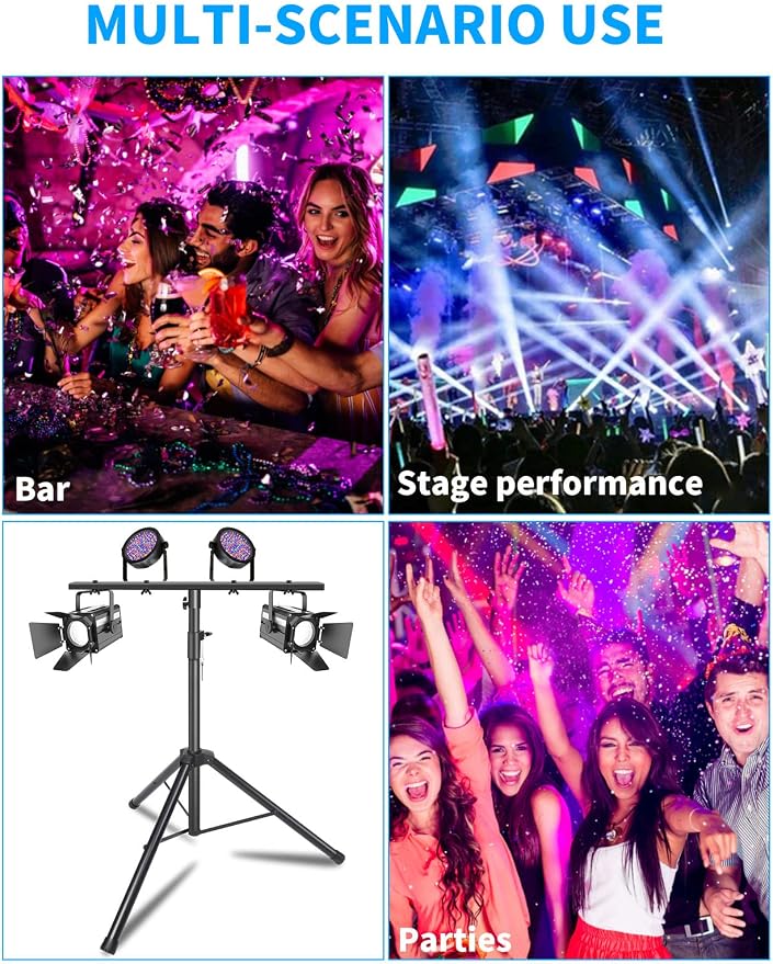 DJ Lights Stand 41-95 Inch, Heavy Duty DJ Stand 1 Pack, Portable Par Can Tripod Stage Light Stand Adjustable Height, DJ Lighting T Bar Suitable for Stages, Bar, Banquet, Party