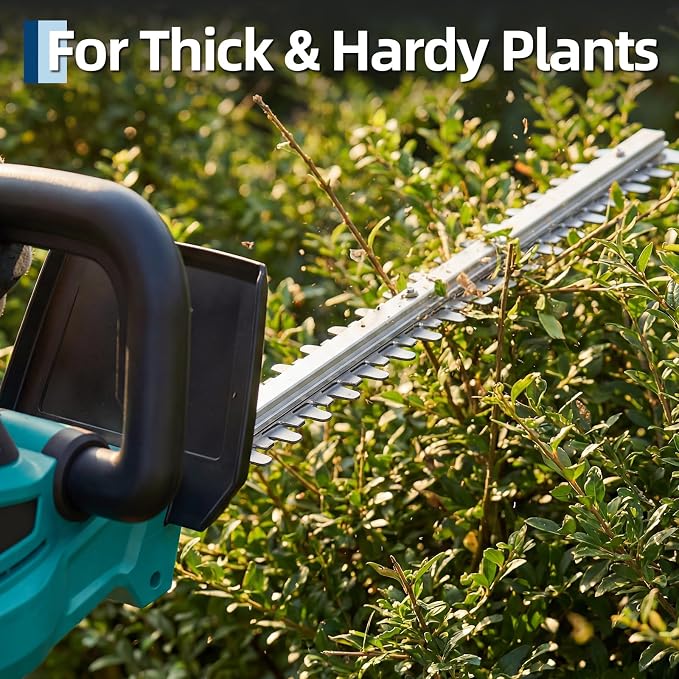 Garvee 22.4" Brushless Cordless Hedge Trimmer, 3000 SPM Dual Action Blade, Grass Shears with 2 x 2.0Ah Rechargeable Batteries, Professional Electric Bush Trimmer for Lawn Garden