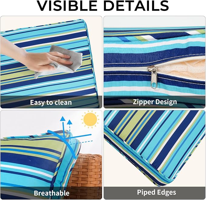 14 Piece Outdoor Patio Cushion Covers Replacement Waterproof with Zipper for 6-Seater Sectional Couch Chair Patio Furniture Conversation Sofa Seat Cushions Slipcovers Set, Only Cover